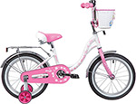 Велосипед Novatrack 14`` BUTTERFLY белый-розовый, тормоз нож, крылья и багаж хром, корз, полн защ.цепи