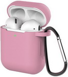 Чехол для наушников Eva для Apple AirPods 1/2 с карабином - Темно-Розовый (CBAP40DP)