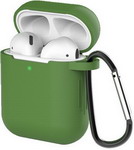 Чехол для наушников Eva для Apple AirPods 1/2 с карабином - Зеленый (CBAP40GR)