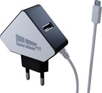 Сетевое ЗУ MoreChoice 2USB 1.5A для micro USB со встроенным кабелем NC42m (White Black)